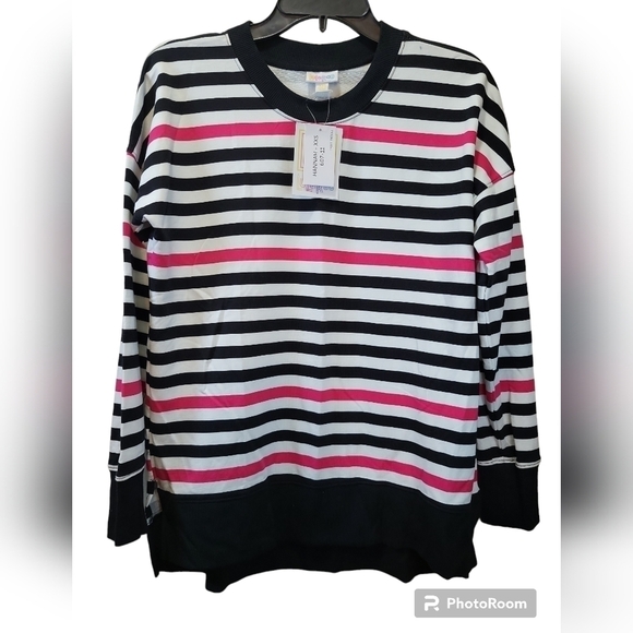 NWT Lularoe XXS Hannah crew striped pullover Top - Picture 6 of 13